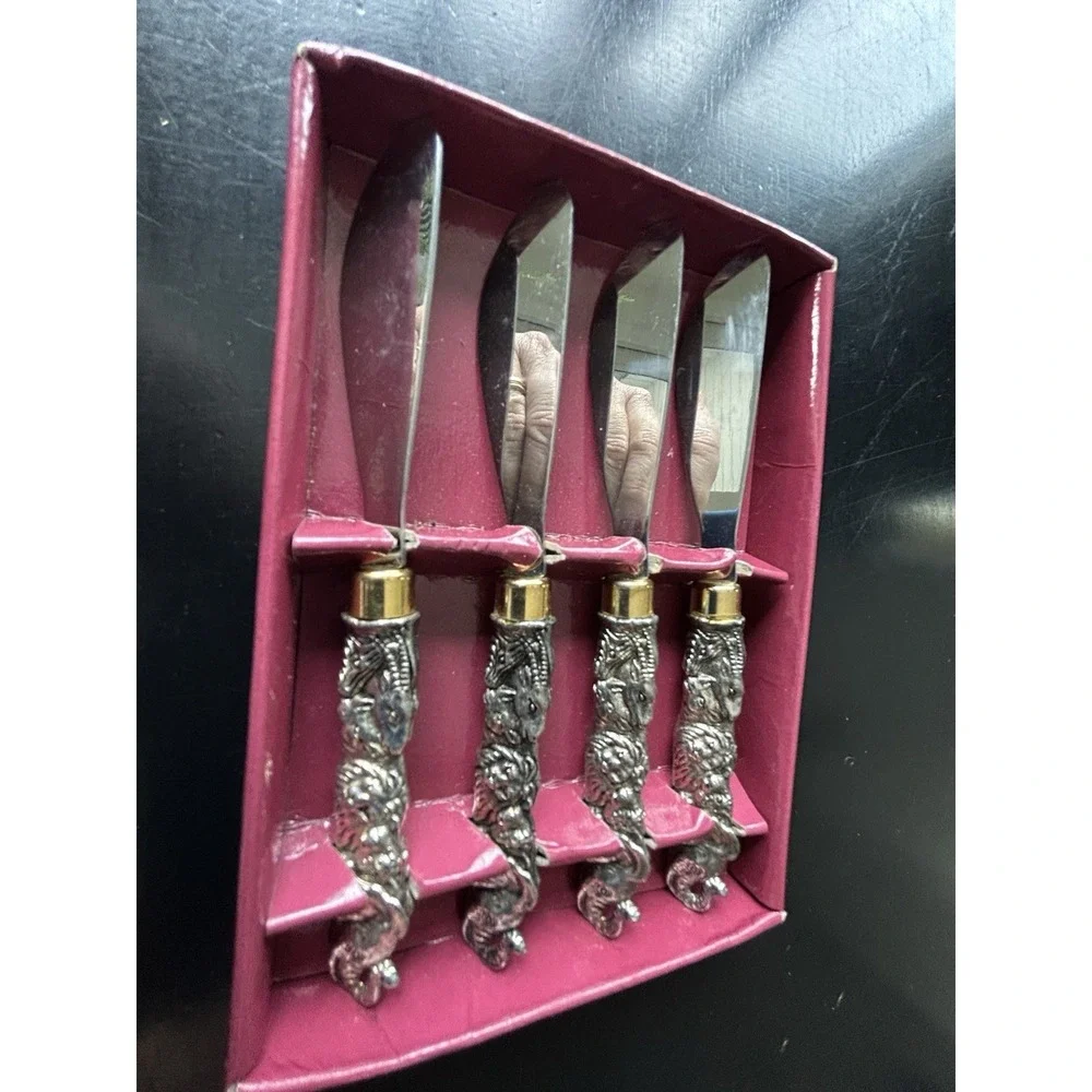 Arthur Court Stainless Steel Zoo Animals Cheese Appetizer Spreaders 4